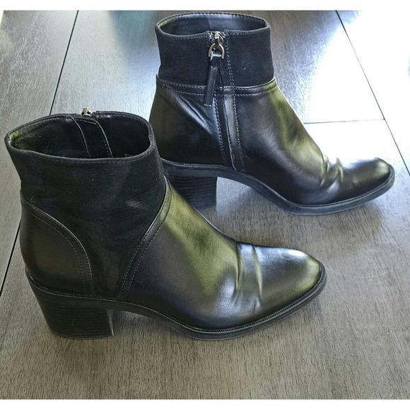 Zara Black Leather & Suede Chelsea Ankle Boots EUR 40 US 8 Basic Collection - Picture 3 of 9